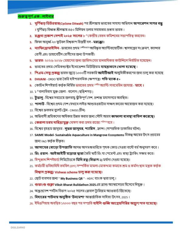 One Year Current Affairs 2025 (বাংলা) | Jan–Dec | Exam-Ready Edition 2026