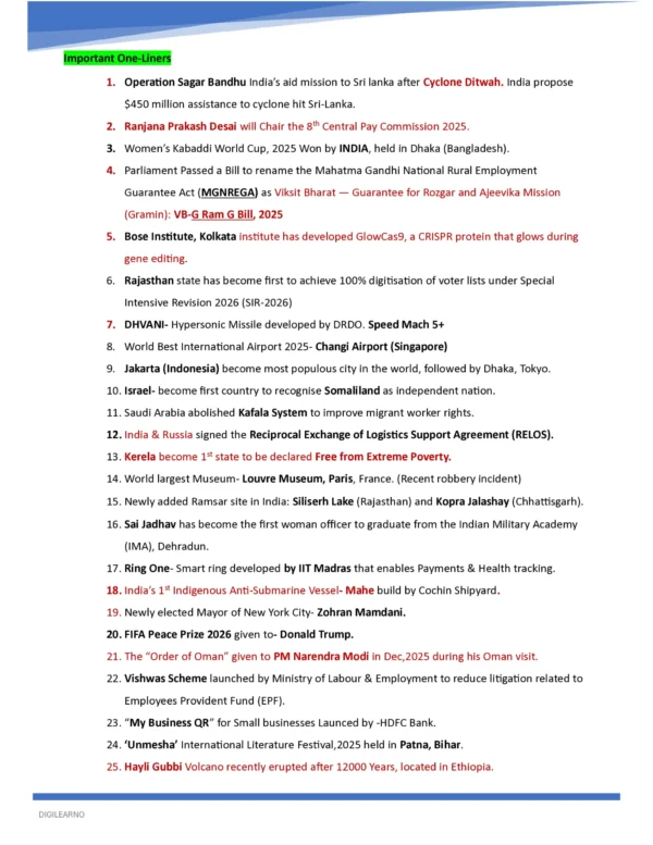 One Year Current Affairs 2025 (English) | Jan–Dec | Exam-Ready Edition 2026