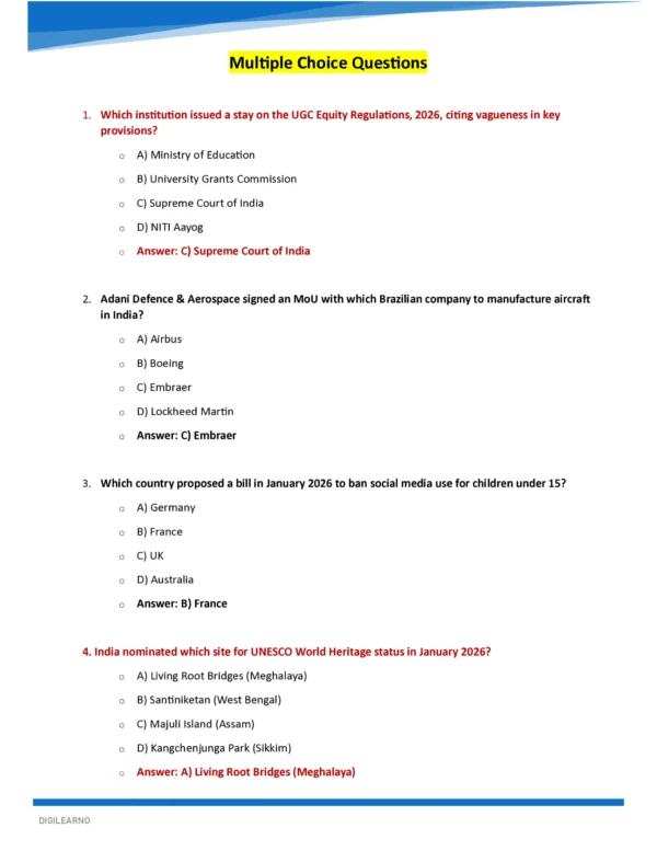 Monthly Current Affairs  (English) [January to May 2026]