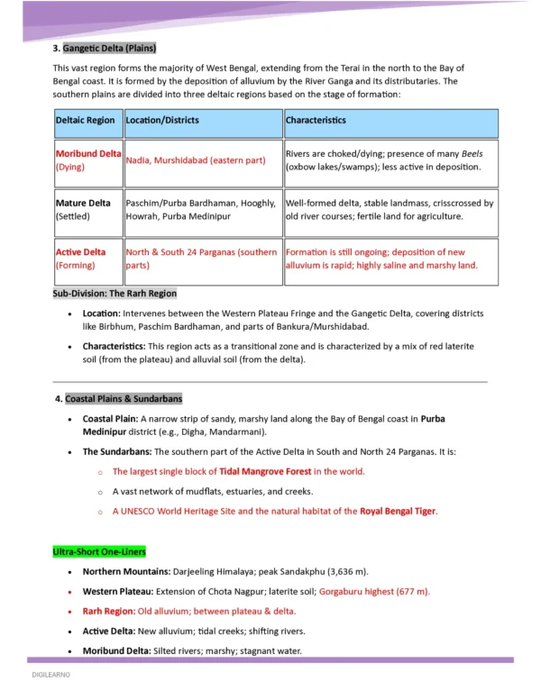 WB: at a Glance (WBCS/WBPSC/WB POLICE/FOOD SI)