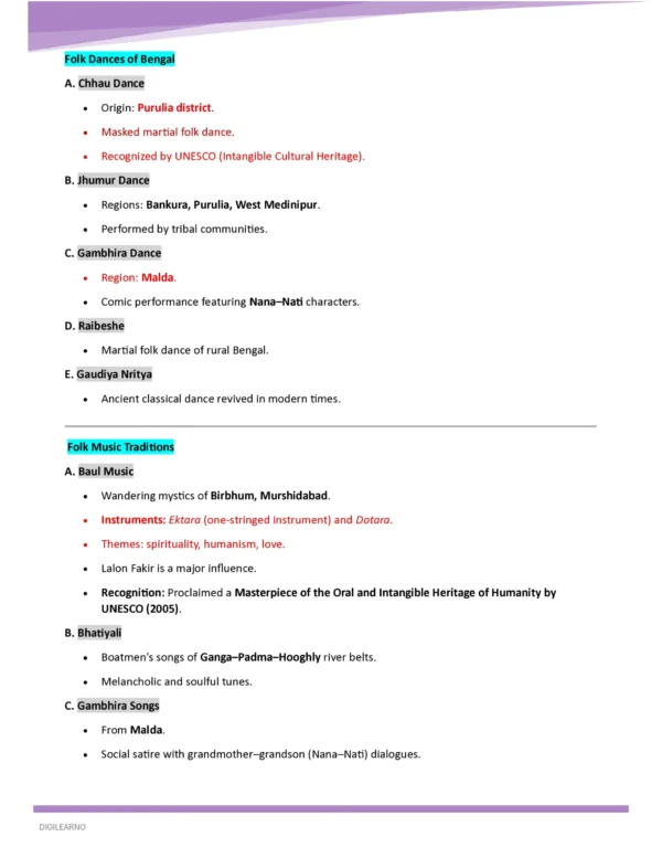 WB: at a Glance (WBCS/WBPSC/WB POLICE/FOOD SI)