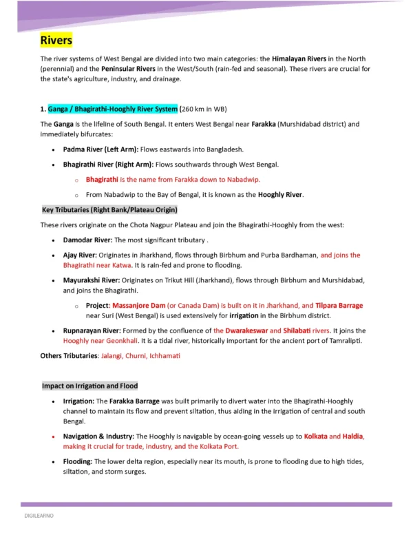 WB: at a Glance (WBCS/WBPSC/WB POLICE/FOOD SI)