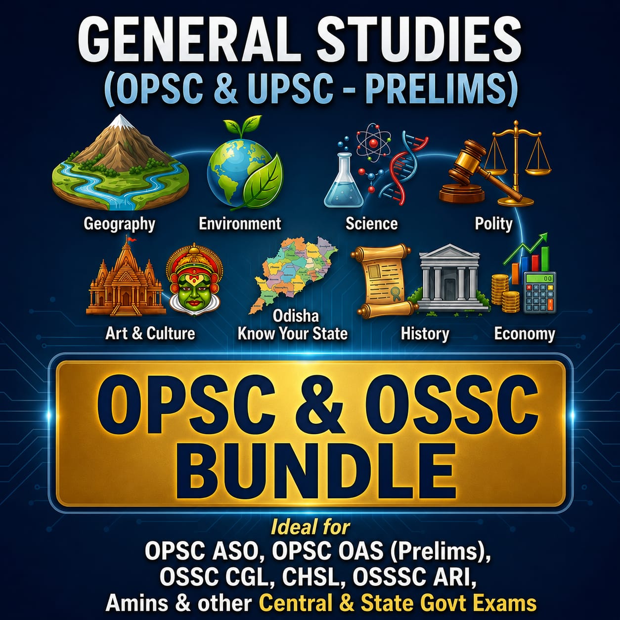 đOdisha | OPSC & OSSC BUNDLE -GENERAL STUDIES (English)- 12 E-Books | Edition- 2026
